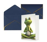 DWVTFSM Biglietto di ringraziamento con buste, biglietti di auguri per tutte le occasioni, buon compleanno, matrimonio, pensando a te, la divertente rana che fa yoga, biglietti vuoti 10,2 x 15,2 cm