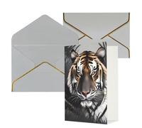 DWVTFSM Biglietto di ringraziamento con buste, biglietti di auguri per tutte le occasioni, buon compleanno, matrimonio, pensiero, tigre a riposo, biglietti vuoti 10,2 x 15,2 cm