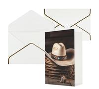 DWVTFSM Biglietto di ringraziamento con buste, biglietti di auguri per tutte le occasioni, buon compleanno, matrimonio, Thinking of You, American West Rodeo Hat, biglietti vuoti, 10 x 15 cm