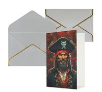 DWVTFSM Biglietto di ringraziamento con buste, biglietti di auguri per tutte le occasioni, buon compleanno, matrimonio, pensiero, capitano pirata, biglietti vuoti, 10 x 15 cm