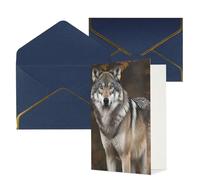 DWVTFSM Biglietto di ringraziamento con buste, biglietti di auguri per tutte le occasioni, buon compleanno, matrimonio, Thinking of You, Wild Wild Grey Wolf Biglietti vuoti 10,2 x 15,2 cm