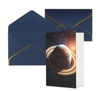 DWVTFSM Biglietto di ringraziamento con buste, biglietti di auguri per tutte le occasioni, buon compleanno, matrimonio, pensiero, biglietto di Saturno, Anello, pianeta, biglietti vuoti, 10 x 15 cm