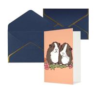 DWVTFSM Biglietto di ringraziamento con buste, biglietti di auguri per tutte le occasioni, buon compleanno, matrimonio, pensando a te, biglietto con due porcellini d'India, biglietti vuoti da 10,2 x