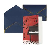 DWVTFSM Biglietto di ringraziamento con buste, biglietti di auguri per tutte le occasioni, buon compleanno, matrimonio, pensare a te, note musicali, pianoforte, biglietti vuoti da 10 x 15 cm