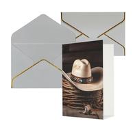 DWVTFSM Biglietto di ringraziamento con buste, biglietti di auguri per tutte le occasioni, buon compleanno, matrimonio, Thinking of You, American West Rodeo Hat, biglietti vuoti, 10 x 15 cm