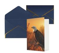 DWVTFSM Biglietto di ringraziamento con buste, biglietti di auguri per tutte le occasioni, buon compleanno, matrimonio, pensiero, biglietto dorato con aquila calva, biglietti vuoti da 10 x 15 cm