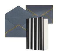DWVTFSM Biglietto di ringraziamento con buste, biglietti di auguri per tutte le occasioni, buon compleanno, matrimonio, pensieri di te, bianco e nero, a righe, 10 x 15 cm
