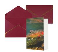 DWVTFSM Biglietto di ringraziamento con buste, biglietti di auguri per tutte le occasioni, buon compleanno, matrimonio, Thinking of You Card Brook, trota, pesca a mosca, biglietti vuoti, 10 x 15 cm