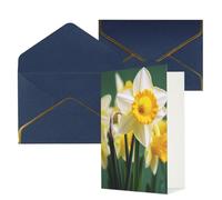 DWVTFSM Biglietto di ringraziamento con buste, biglietti di auguri per tutte le occasioni, buon compleanno, matrimonio, pensieri di te, narciso, fiore, biglietti vuoti, 10 x 15 cm