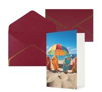 DWVTFSM Biglietto di ringraziamento con buste, biglietti di auguri per tutte le occasioni, buon compleanno, matrimonio, pensiero, biglietto colorato con infradito, palla da spiaggia, biglietti vuoti