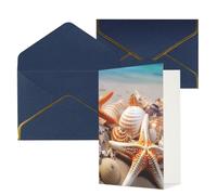 DWVTFSM Biglietto di ringraziamento con buste, biglietti di auguri per tutte le occasioni, buon compleanno, matrimonio, pensiero, spiaggia, stella marina, conchiglie, biglietti vuoti 10,2 x 15,2 cm