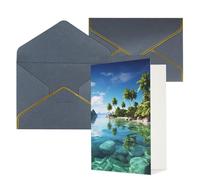 DWVTFSM Biglietto di ringraziamento con buste, biglietti di auguri per tutte le occasioni, buon compleanno, matrimonio, pensiero, bella isola nel mare, biglietti vuoti 10,2 x 15,2 cm