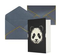 DWVTFSM Biglietto di ringraziamento con buste, biglietti di auguri per tutte le occasioni, buon compleanno, matrimonio, pensieri di te, tre righe, testa di panda, biglietti vuoti 10,2 x 15,2 cm