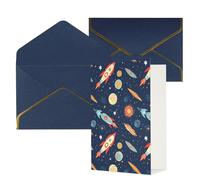 DWVTFSM Biglietto di ringraziamento con buste, biglietti di auguri per tutte le occasioni, buon compleanno, matrimonio, pensando a te, razzo nello spazio, biglietti vuoti per appunti, 10 x 15 cm