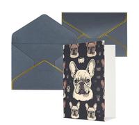 DWVTFSM Biglietto di ringraziamento con buste, biglietti di auguri per tutte le occasioni, buon compleanno, matrimonio, Thinking of You, con scritta "I Love French Bulldog", biglietti vuoti da 10 x 15