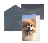 DWVTFSM Biglietto di ringraziamento con buste, biglietti di auguri per tutte le occasioni, buon compleanno, matrimonio, pensando a te, biglietti di auguri con scritta "Happy Pomeranian", 10 x 15 cm