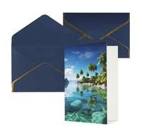 DWVTFSM Biglietto di ringraziamento con buste, biglietti di auguri per tutte le occasioni, buon compleanno, matrimonio, pensiero, bella isola nel mare, biglietti vuoti 10,2 x 15,2 cm
