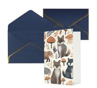 DWVTFSM Biglietto di ringraziamento con buste, biglietti di auguri per tutte le occasioni, buon compleanno, matrimonio, pensando a te, animali del procione boschivo, biglietti vuoti 10,2 x 15,2 cm