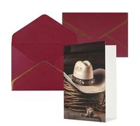 DWVTFSM Biglietto di ringraziamento con buste, biglietti di auguri per tutte le occasioni, buon compleanno, matrimonio, Thinking of You, American West Rodeo Hat, biglietti vuoti, 10 x 15 cm