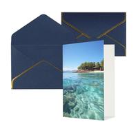 DWVTFSM Biglietto di ringraziamento con buste, biglietti di auguri per tutte le occasioni, buon compleanno, matrimonio, Thinking of You, Isola delle Figi e mare trasparente, biglietti vuoti 10,2 x