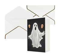 DWVTFSM Biglietto di ringraziamento con buste, biglietti di auguri per tutte le occasioni, buon compleanno, matrimonio, pensieri di te, nero e fantasma di Halloween, biglietti vuoti 10,2 x 15,2 cm