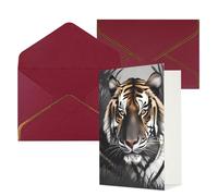 DWVTFSM Biglietto di ringraziamento con buste, biglietti di auguri per tutte le occasioni, buon compleanno, matrimonio, pensiero, tigre a riposo, biglietti vuoti 10,2 x 15,2 cm