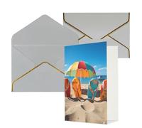DWVTFSM Biglietto di ringraziamento con buste, biglietti di auguri per tutte le occasioni, buon compleanno, matrimonio, pensiero, biglietto colorato con infradito, palla da spiaggia, biglietti vuoti