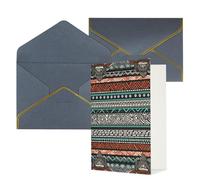 DWVTFSM Biglietto di ringraziamento con buste, biglietti di auguri per tutte le occasioni, buon compleanno, matrimonio, pensiero, biglietto etnico, tartaruga, a righe, biglietti vuoti 10,2 x 15,2 cm