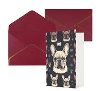 DWVTFSM Biglietto di ringraziamento con buste, biglietti di auguri per tutte le occasioni, buon compleanno, matrimonio, Thinking of You, con scritta "I Love French Bulldog", biglietti vuoti da 10 x 15