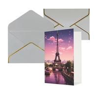 DWVTFSM Biglietto di ringraziamento con buste, biglietti di auguri per tutte le occasioni, buon compleanno, matrimonio, pensieri di te, rosa Parigi, biglietti vuoti 10,2 x 15,2 cm