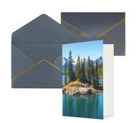 DWVTFSM Biglietto di ringraziamento con buste, biglietti di auguri per tutte le occasioni, buon compleanno, matrimonio, pensando a te, spirito, isola nel lago, biglietti vuoti 10,2 x 15,2 cm
