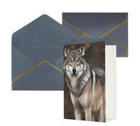 DWVTFSM Biglietto di ringraziamento con buste, biglietti di auguri per tutte le occasioni, buon compleanno, matrimonio, Thinking of You, Wild Wild Grey Wolf Biglietti vuoti 10,2 x 15,2 cm