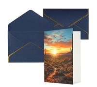 DWVTFSM Biglietto di ringraziamento con buste, biglietti di auguri per tutte le occasioni, buon compleanno, matrimonio, Thinking of You, Saguaros al tramonto, biglietti vuoti da 10 x 15 cm