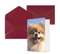 DWVTFSM Biglietto di ringraziamento con buste, biglietti di auguri per tutte le occasioni, buon compleanno, matrimonio, pensando a te, biglietti di auguri con scritta "Happy Pomeranian", 10 x 15 cm