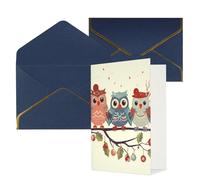 DWVTFSM Biglietto di ringraziamento con buste, biglietti di auguri per tutte le occasioni, buon compleanno, matrimonio, pensieri di te, simpatici gufi natalizi su ramo, biglietti vuoti da 10 x 15 cm