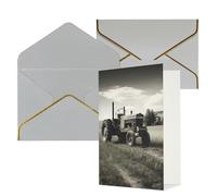 DWVTFSM Biglietto di ringraziamento con buste, biglietti di auguri per tutte le occasioni, buon compleanno, matrimonio, pensiero, trattore, agricoltura, tranquillo, biglietti vuoti 10,2 x 15,2 cm