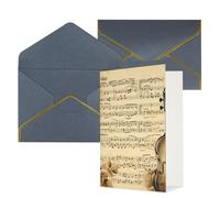 DWVTFSM Biglietto di ringraziamento con buste, biglietti di auguri per tutte le occasioni, buon compleanno, matrimonio, pensiero, note musicali, su carta vecchia, biglietti vuoti 10,2 x 15,2 cm