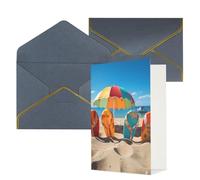 DWVTFSM Biglietto di ringraziamento con buste, biglietti di auguri per tutte le occasioni, buon compleanno, matrimonio, pensiero, biglietto colorato con infradito, palla da spiaggia, biglietti vuoti