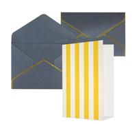 DWVTFSM Biglietto di ringraziamento con buste, biglietti di auguri per tutte le occasioni, buon compleanno, matrimonio, pensieri di te, colore giallo limone, a righe, vuoti, 10 x 15 cm