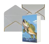 DWVTFSM Biglietto di ringraziamento con buste, biglietti di auguri per tutte le occasioni, buon compleanno, matrimonio, pensiero, pesca, salto fuori dall'acqua, biglietti vuoti 10,2 x 15,2 cm