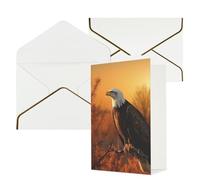 DWVTFSM Biglietto di ringraziamento con buste, biglietti di auguri per tutte le occasioni, buon compleanno, matrimonio, pensiero, biglietto dorato con aquila calva, biglietti vuoti da 10 x 15 cm