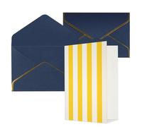 DWVTFSM Biglietto di ringraziamento con buste, biglietti di auguri per tutte le occasioni, buon compleanno, matrimonio, pensieri di te, colore giallo limone, a righe, vuoti, 10 x 15 cm