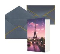 DWVTFSM Biglietto di ringraziamento con buste, biglietti di auguri per tutte le occasioni, buon compleanno, matrimonio, pensieri di te, rosa Parigi, biglietti vuoti 10,2 x 15,2 cm