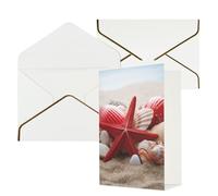 DWVTFSM Biglietto di ringraziamento con buste, biglietti di auguri per tutte le occasioni, buon compleanno, matrimonio, pensiero, rosso, stella marina, conchiglie, biglietti vuoti 10,2 x 15,2 cm