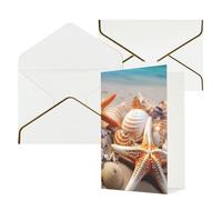 DWVTFSM Biglietto di ringraziamento con buste, biglietti di auguri per tutte le occasioni, buon compleanno, matrimonio, pensiero, spiaggia, stella marina, conchiglie, biglietti vuoti 10,2 x 15,2 cm