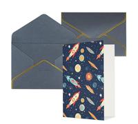 DWVTFSM Biglietto di ringraziamento con buste, biglietti di auguri per tutte le occasioni, buon compleanno, matrimonio, pensando a te, razzo nello spazio, biglietti vuoti per appunti, 10 x 15 cm