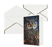 DWVTFSM Biglietto di ringraziamento con buste, biglietti di auguri per tutte le occasioni, buon compleanno, matrimonio, pensieri di te, gufo nero, biglietti vuoti 10,2 x 15,2 cm