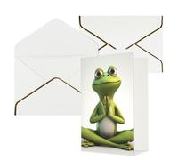 DWVTFSM Biglietto di ringraziamento con buste, biglietti di auguri per tutte le occasioni, buon compleanno, matrimonio, pensando a te, la divertente rana che fa yoga, biglietti vuoti 10,2 x 15,2 cm
