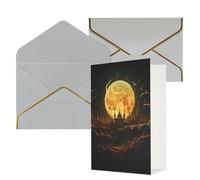 DWVTFSM Biglietto di ringraziamento con buste, biglietti di auguri per tutte le occasioni, buon compleanno, matrimonio, pensiero, luna dorata, biglietti vuoti, 10 x 15 cm