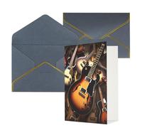 DWVTFSM Biglietto di ringraziamento con buste, biglietti di auguri per tutte le occasioni, buon compleanno, matrimonio, pensiero, musica, chitarra, biglietti vuoti per appunti, 10 x 15 cm